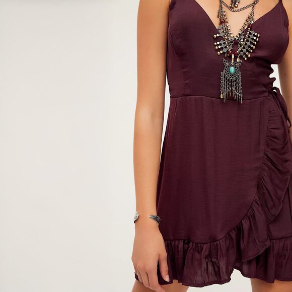 Intimately FP All My Love Shine Wrap Slip in Garnet - sz XS - Picture 2 of 9